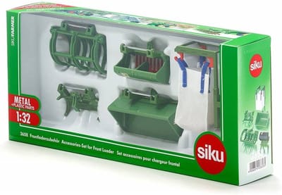 SIKU 3658 Voorlader-accessoireset, 5-delig, 1:32, groen, geschikt voor alle siku-tractors met voorlader met schaal 1:32