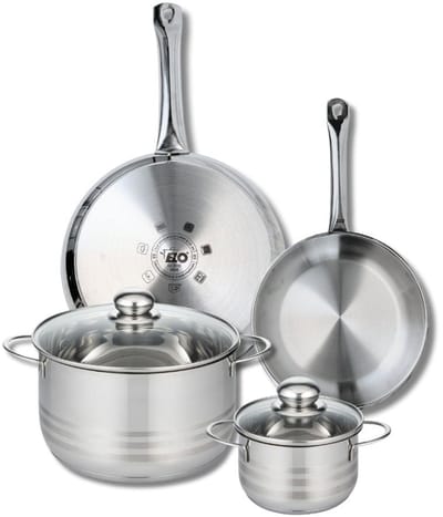 Set van 2 Koekenpannen 24 en 28 cm en 2 kookpotten 14 en 24 cm Elo Profi Brillant