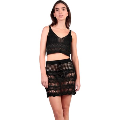 Jumpsui Admas Strand gehaakte top en slip rokje Total Look