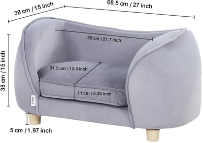 Hondenbank - Honden Bank - Katten Bank - Kattenbank - Grijs - Hond - Hondenkussen - Honden Speelgoed - Honden - Mand - Honden Sofa - Hondenbank Op Poten - Honden Bed - Huisdier - Huisdieren - Puppy - Hond Speelgoed - Kat - Katten