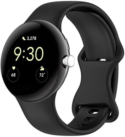 Siliconen bandje - geschikt voor Google Pixel Watch 3 (45 mm) en Pixel Watch 4 (45mm) - druksluiting - zwart