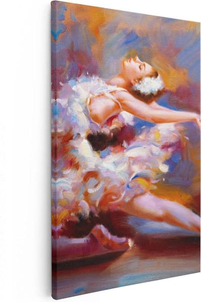 Artaza Canvas Schilderij Danseres - 20x30 cm - Klein - Wanddecoratie Ballet - Muurdecoratie Vrouw - Schilderijen Op Canvas Woonkamer