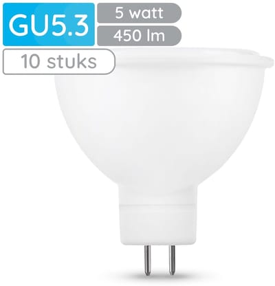 Modee GU5.3 LED Lamp 5W - 450lm - 6000K - Daglicht Wit - LED Spot MR16 - Vervangt 35W Halogeen Gloeilamp - 10 stuk