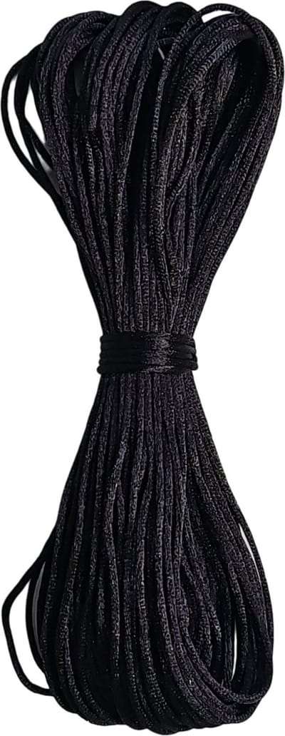Fako Bijoux® - Satijnkoord - Satijn Hobbykoord - Sieraden Maken Koord - Glanzend - Rond - 1.5mm - 20 Meter - Zwart