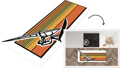 Keukenloper - Loper keuken - Een historische illustratie van een persoon die aan het windsurfen is - 120x50 cm - Keukenloper vinyl