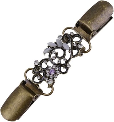 Fako Bijoux® - Vestsluiting - Vestclip - Wave - Kristal - Bronskleurig