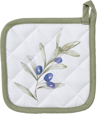 Clayre & Eef Kind Pannenlap 16x16 cm Wit Katoen Olijven
