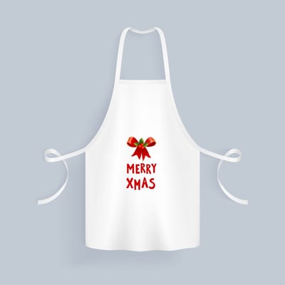 Akyol - kerst merry xmas strik en hulst Keukenschort - Kerstmis - kerst beker - winter - kerst - christmas - kerst cadeau - 82 bij 71 cm