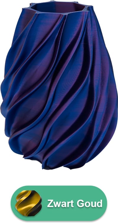 Oliva organische vaas – Decoratieve vaas - Zwart / Goud - 3d geprinte vaas – geschikt voor droogbloemen - 20CM