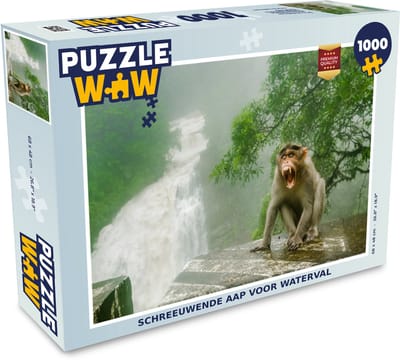 Puzzel Schreeuwende aap voor waterval - Legpuzzel - Puzzel 1000 stukjes volwassenen