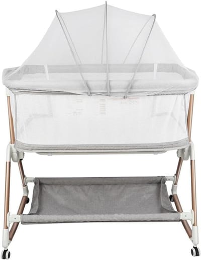 Babybed met matras - Inklapbaar ledikant - Naast ouders slapen - Verstelbare hoogte - 96 x 60 cm - Grijs