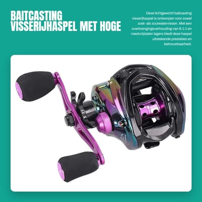 Dailygoods- Visserijhaspel Hoge Snelheid 8.1:1 - Lichtgewicht Metaal - Gegoten Viswiel - Roestvrijstalen Lagers - All Water Universal - 12-speed Magnetische Rem
