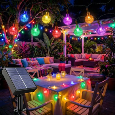 MUPOO Solar Lichtsnoer Buiten IP44 20LEDS -Prikkabel- Lampjes Slinger- 2 Lichtmodi -Tuinverlichting op Zonne-energie- Sfeerverlichting Buiten en Binnen- voor Tuin, Balkon en Terras - 5 Meter -Multicolor