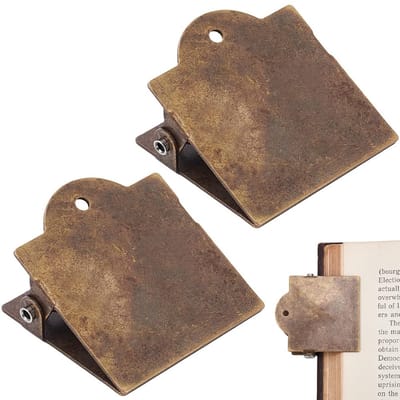 Allecto - Vintage Metaal Boekclips - Antiek Brons - Ideaal voor Reisnotities - Set van 2 - Organiseren - Notities - Kantooraccessoires