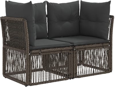 vidaXL - Tuin - Sofa - 2-Aantal - zitplaatsen - Grijs - poly - rattan