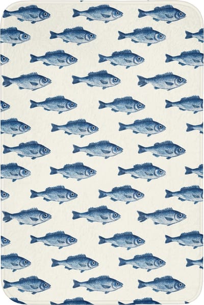 WC mat 60x90 cm - Antislip - Vis - Patroon - Blauw - Toiletmat - Vloermat - Douchemat - Toilet tapijt - Toiletmatten