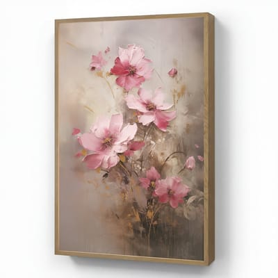Wandlamp 60x90 cm - Oplaadbaar - Bloemen - Roze - Kunst - Watercolor - Wandlampen binnen woonkamer - Slaapkamer lamp - Decoratieve nachtlamp - Vloerlamp draadloos