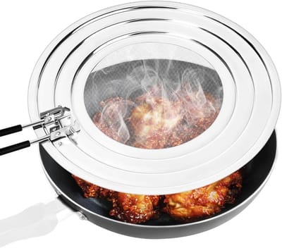 RVS Spatbescherming voor de Keuken 30 cm met Vouwhandvat - Universele Oplossing voor Vetspetters en Vuilbescherming