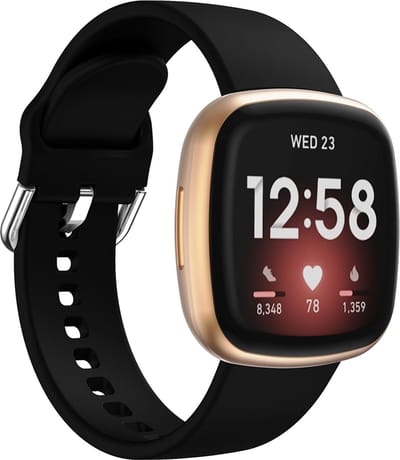 By Qubix - Compatible Fitbit bandje - geschikt voor Fitbit Versa 3 & 4 / Sense 1 & 2 - Siliconen bandje - Zwart Smartwatchbandje bandje Armband Polsband Strap Band Watchband