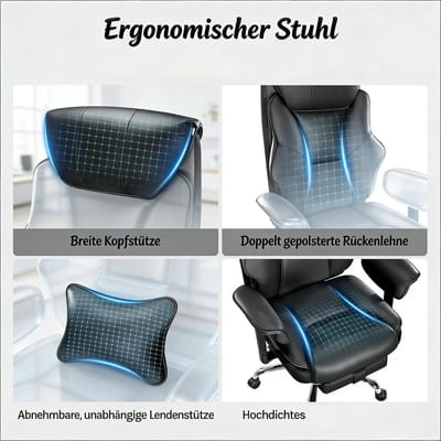 MIVRAY Ergonomische Bureaustoel Met Hoge Rugleuning, Verstelbare Hoogte En Kantelfunctie Voor Kantoor En Thuis, Zwart