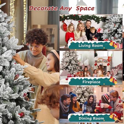 Luxe 1,80 m kunstkerstboom met - kunstkerstboom dennenappels rode bessen, sneeuw - Medahomestore