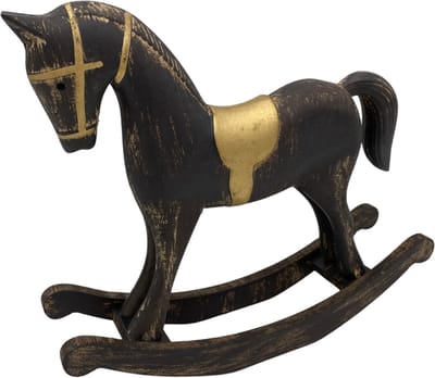 Decoratiebeeld hobbelpaard vintage bruin goud hout 18 x 26 x 6 CM | HSH402310 | Home Sweet Home | Stoer & Sober Woonstijl
