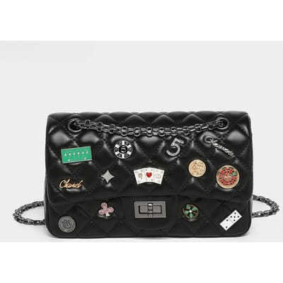 Diamanten Kettingtas Modetrend Schoudertas Badge Kleine Tas Crossbodytas black