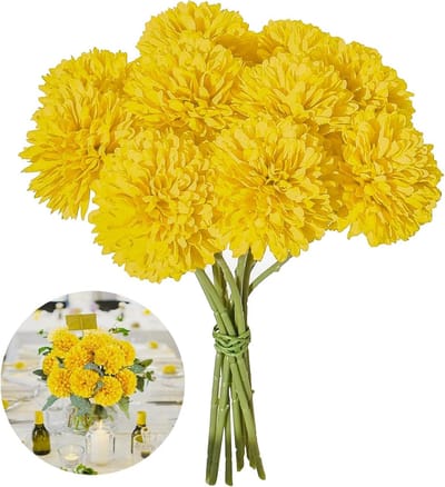 SnelShoppen - 12 Pakket Kunstbloemen Hortensia - Citroengele Kunstbloemdecoratie voor Bruiloften, Tuinfeesten, Tafelstukken - Perfecte Decoratie voor