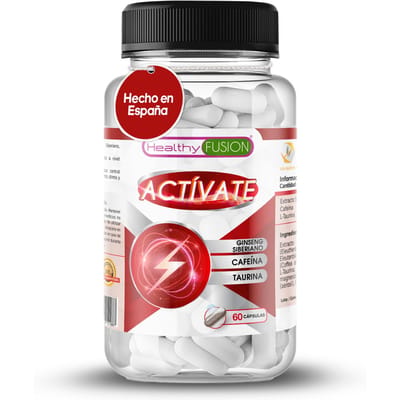 Healthy Fusion - Actívate | L-Taurine + Caféine + Ginseng Sibérien | Augmente l'énergie et améliore les performances cérébrales | 60 capsules