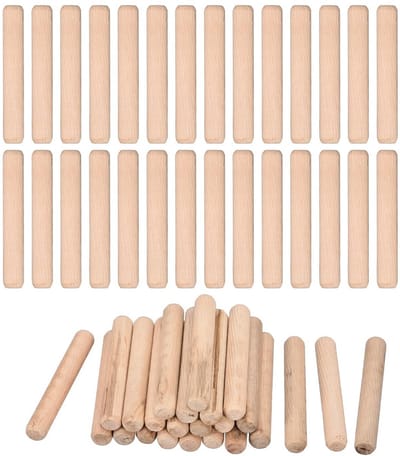 Houten pluggen - Bevestigingspinnen - Meubelmontage - Gegroefd en afgeschuind - 12 x 80 mm - Lichtbruin