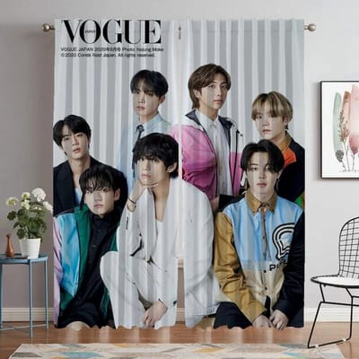 Keukengordijnen voor Woonkamer Gordijn voor Kamer 2 Panelen Kpop-BTS Scheidingswand Halloween Decoratie Interieurgordijnen Elegant W86xH183cmx2pcs-CL