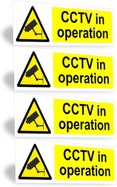 CCTV In Operatie Teken - 4 Pack Zelfklevende Waarschuwingsborden voor Beveiliging
