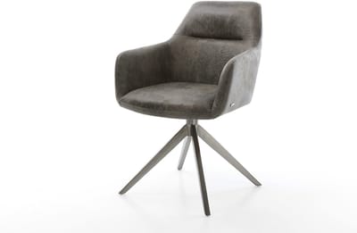 Eetkamerstoel Pejo-Flex kruisframe breed grafiet microvelours grijs antiek 360° draaibaar rocker-functie pocketveer kern