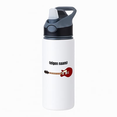 Hacebo® - rode elektrische gitaar met eigen naam waterfles met rietje zwart - Gitaar - muziek liefhebbers - gitaristen - gitaar liefhebbers - verjaardag - cadeau - kado - water fles - 650ML