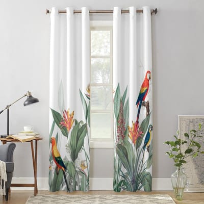 Ins Stijl Tropische Planten Papegaai Gordijnen voor Slaapkamer Woonkamer Raambekleding Jaloezieën Keuken Huisdecoratie Gordijnen 135W x 60H(cm) x1 white