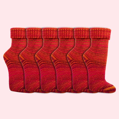 Wollen sokken | Scandinavisch | Dames & Heren | Kleur: Oranje | 6 paar