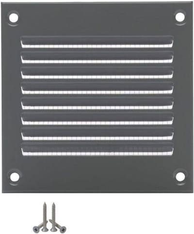 Ventilatie rooster - Afvoer rooster - Binnen en buiten - Insecten bescherming - 100x100 mm - Grijs