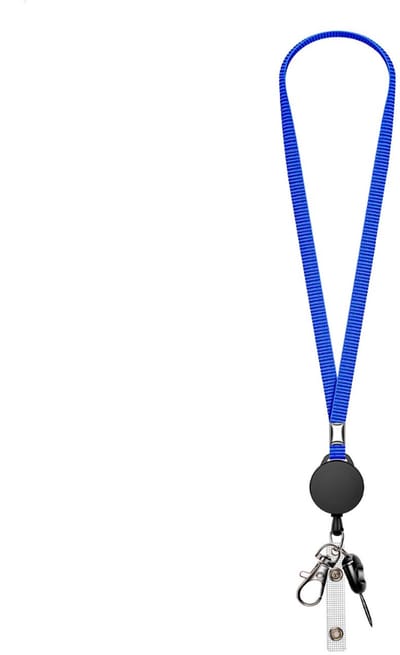 Travel Cords - Badgehouder Blauw - Extra karabijnhaak - 360° draaibaar