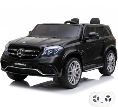 Mercedes-Benz GLS63 AMG 12V Elektrische Kinderauto 2-Zitter 2 tot 7 jaar – Officieel Gelicentieerd met 4 Motoren & Afstandsbediening – Tweepersoons Luxe SUV met Lederen Zitje & Bluetooth – Zwart
