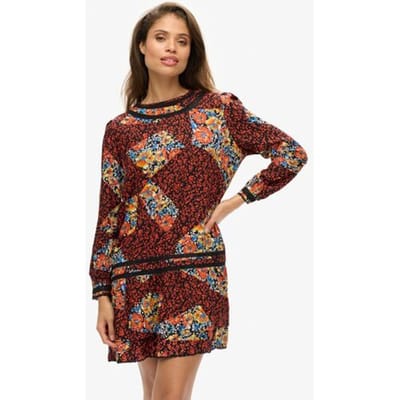 Superdry Mini-jurk met Kanten Details Zwart Grootte: 38
