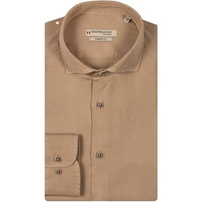 Giordano Overhemd Row Tencel Soft Garment Wash Bruin / male