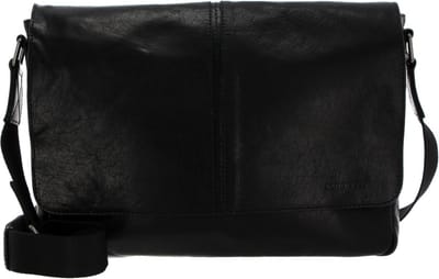 SADDLER Schoudertas Laptoptas met laptopvak Enzo Shoulder Bag Black Zwart