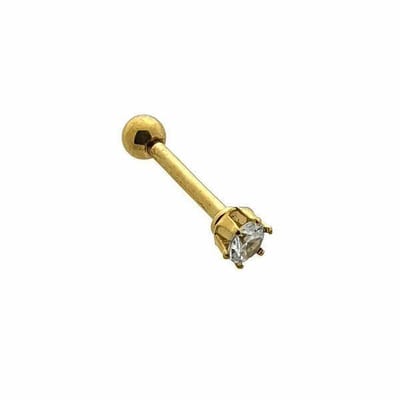 Aramat Jewels | Piercings | Ronde Helix Piercing met Zirkonia - Goudkleurig | | | |4mm | Staal | Volwassenen | Verkleurd niet