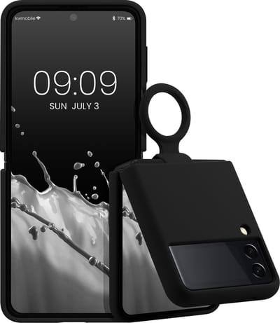 kwmobile flexibel telefoonhoesje van TPU - geschikt voor Samsung Galaxy Z Flip 3 5G - Siliconen coating - Hoesje met ring in zwart