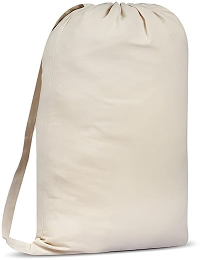 Famanu - Premium Canvas Waszak met schouderriem, 75x56 CM 40L – 100% katoen, stofweefsel, zeer duurzaam, trekkoord met snoerslot, machinewasbare wasvoering voor wasmand