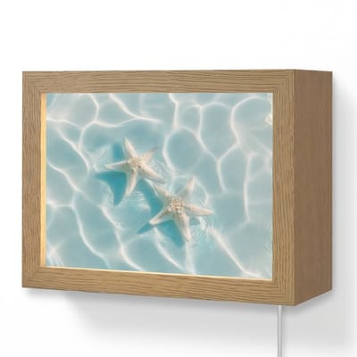 Wandlamp 20x15 cm - Oplaadbaar - Zeesterren - Golvend water - Rustgevend - Wandlampen binnen woonkamer - Slaapkamer lamp met kabel - Decoratieve nachtlamp - Vloerlamp snoer