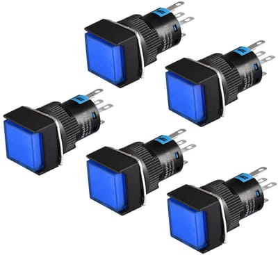 Dailygoody - Drukknop - 16mm - Betrouwbaar schakelen - Blauw - LED verlichting - Ideaal voor elektrische circuits - 5 stuks
