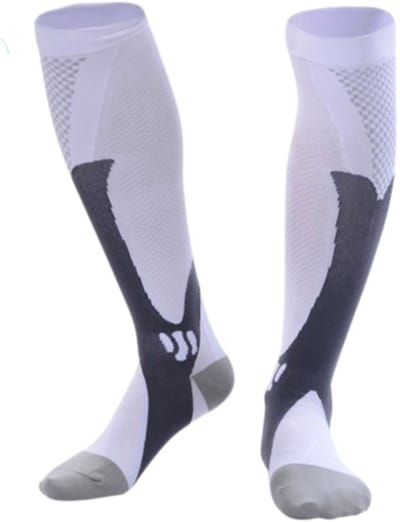 KANGKA Compressiekousen - Compressie sokken Maat 35 tot 38 (S/M) - Steunkousen - Wit