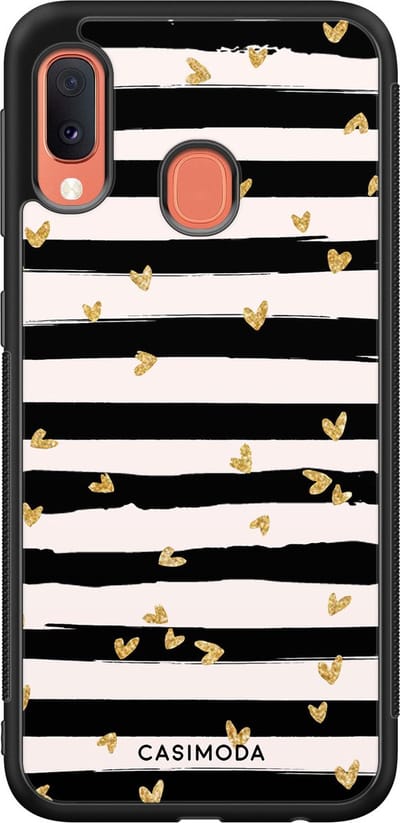 Casimoda® hoesje - Geschikt voor Samsung Galaxy A20e - Hart Streepjes - Zwart TPU Backcover - Gestreept - Zwart