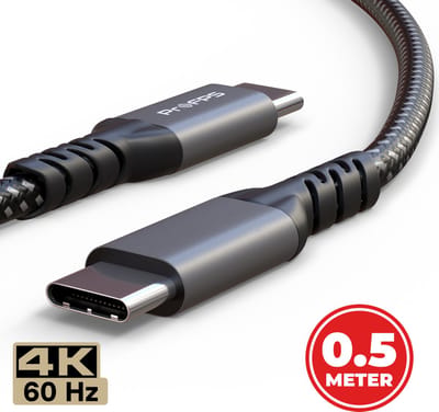 ProFPS USB-C naar USB-C Kabel - 0.5 Meter - USB 3.2 Gen2 - 240W - 20Gbps